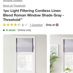 Threshold Light Filtering Cordless Linen Roman Shade Gray
